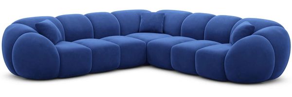 Couch Valderosa L Form in Samtstoff - Samtstoff - dunkelblau