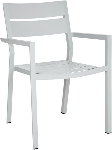 Gartenstuhl Delia mit Armlehne aus Aluminium, modern, hellgrau, stapelbar, pflegeleicht