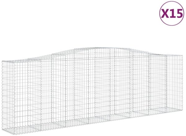 vidaXL Gabionen mit Hochbogen 15 Stk 400x50x120/140cm Verzinktes Eisen 3145978