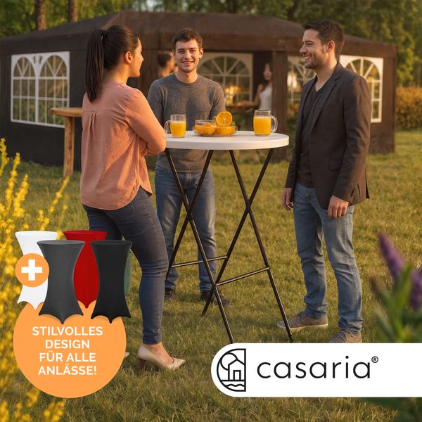 CASARIA® Stehtisch mit Husse Schwarz 72 cm Set