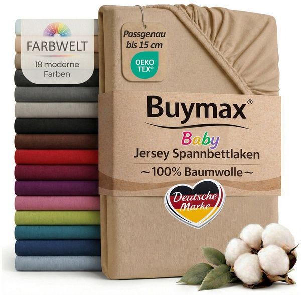 Buymax Spannbettlaken Babybett Kinderbett 60x120 cm 70x140 cm, Jersey 100% Baumwolle, Gummizug: Rundumgummi, (1 Stück), bis 15 cm Matratzenhöhe, weich, atmungsaktiv, hautfreundlich
