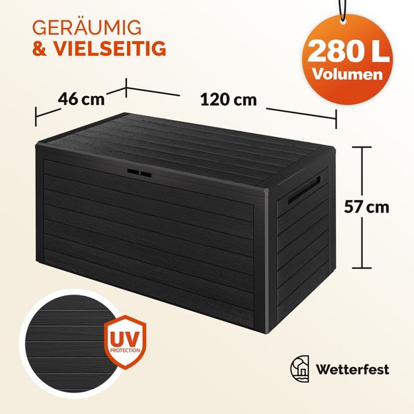Auflagenbox "Holzoptik" klappbar Deckel 120x46x57cm Bild 6