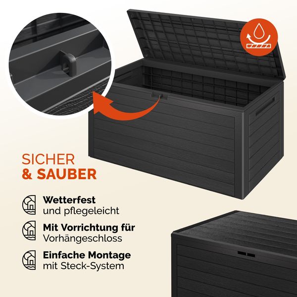 Auflagenbox "Holzoptik" klappbar Deckel 120x46x57cm Bild 3
