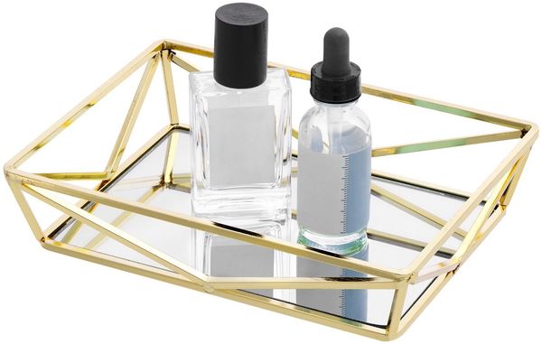 Navaris Organizer Serviertablett Parfum Tabletten Organizer Schmucktablett (1 St), Spiegeltablett 20x14x4,5cm - Deko Tablett Ablage rechteckig klein