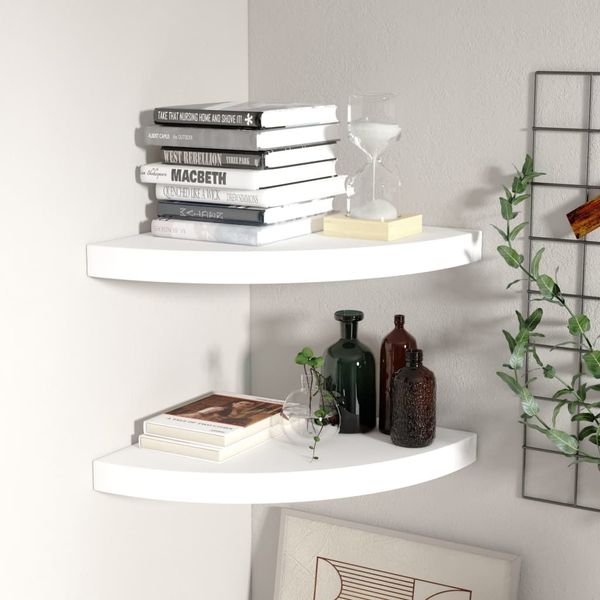 vidaXL Schwebende Eckregale 2 Stk. Weiß 35x35x3,8 cm MDF 323917