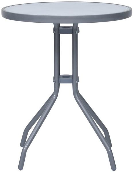 vidaXL Gartentisch Hellgrau 60 cm Stahl und Glas 312213