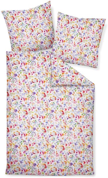 Janine Modern Art Mako-Satin Bettwäsche 155x220 Blumenwiese Blüten bunt 42123-09