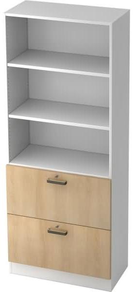 Regal 5OH, 2HR, Sockelblende SG Weiß / Eiche Bild 2