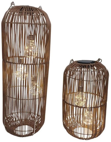 formano LED Tischleuchte Rattan-Optik, LED, Solarbetrieben, Braun, Bänder, H: 60cm