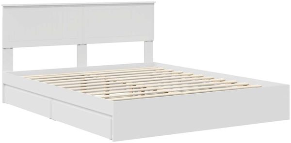 vidaXL Aufbewahrungsbett mit Kopfteil Weiß 160 x 200 cm Holzwerkstoff 3410777 Bild 4