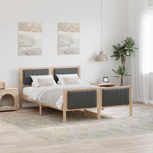 vidaXL Bettgestell Braun und Dunkelgrau 140 x 190 cm Massivholz Kiefer 3394324