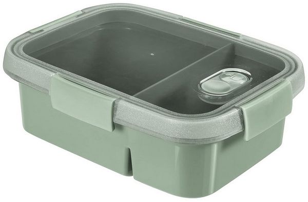 Curver Lunchbox DUAL Smart To Go Eco Line Lebensmittelbehälter, Polypropylen, Auslaufsicherer Deckel, Ventil im Deckel, zwei Fächer 0,6L + 0,3L