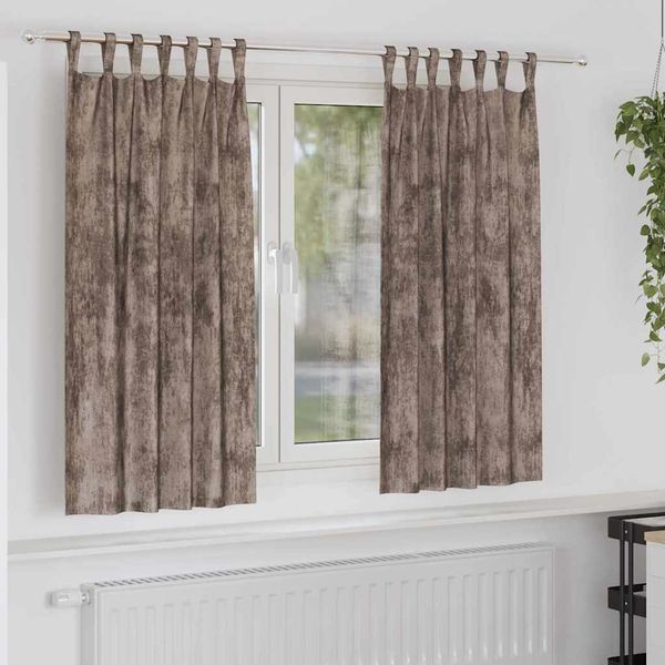 vidaXL Samtvorhänge mit Vorhängen 2 pcs Cappuccino 175 x 140 cm Samt 4107739