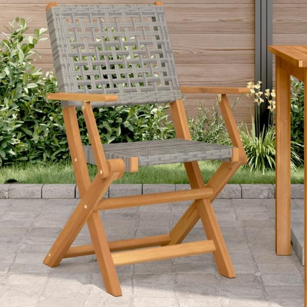 vidaXL Gartenstühle 2 Stk. Grau Massivholz Akazie und Poly Rattan 367664