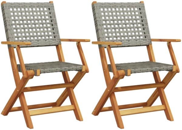 vidaXL Gartenstühle 2 Stk. Grau Massivholz Akazie und Poly Rattan 367664