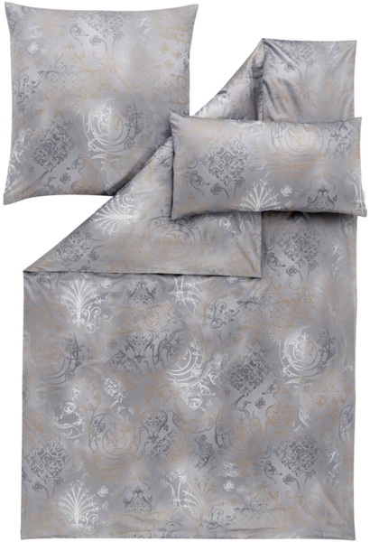 Estella Bettwäsche Svizzera 2054 810 Grau Schweizer Premium Satin 200 x 200 + 2x 80 x 80 cm