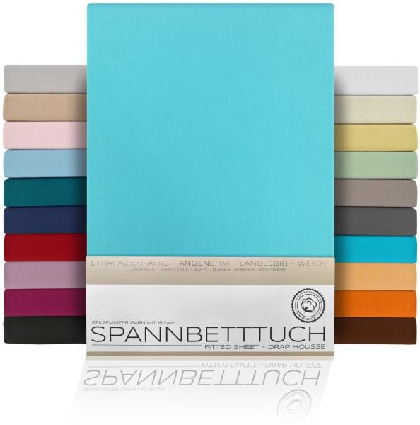 Beautex Spannbettlaken Spannbetttuch Bettlaken aus gekämmter Baumwolle Premium Jersey 160g/m², Jersey, Gummizug: rundum, (1 Stück)