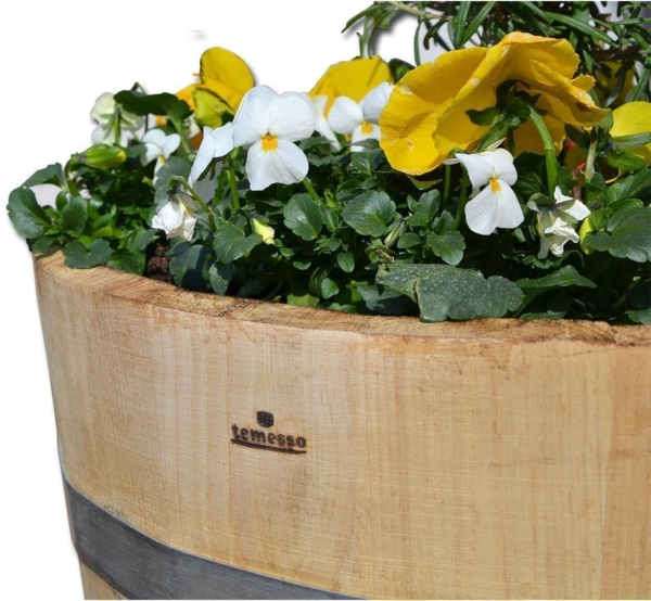 Temesso Pflanzkübel Kübel NATUR, Pflanzkübel aus Kastanienholz, 30 bis 60 cm Durchmesser