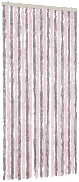 vidaXL Fliegenvorhang Silbergrau und Rosa 90x220 cm Chenille 377363