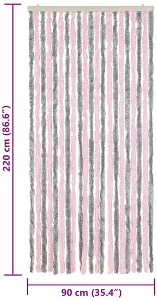 vidaXL Fliegenvorhang Silbergrau und Rosa 90x220 cm Chenille 377363 Bild 7