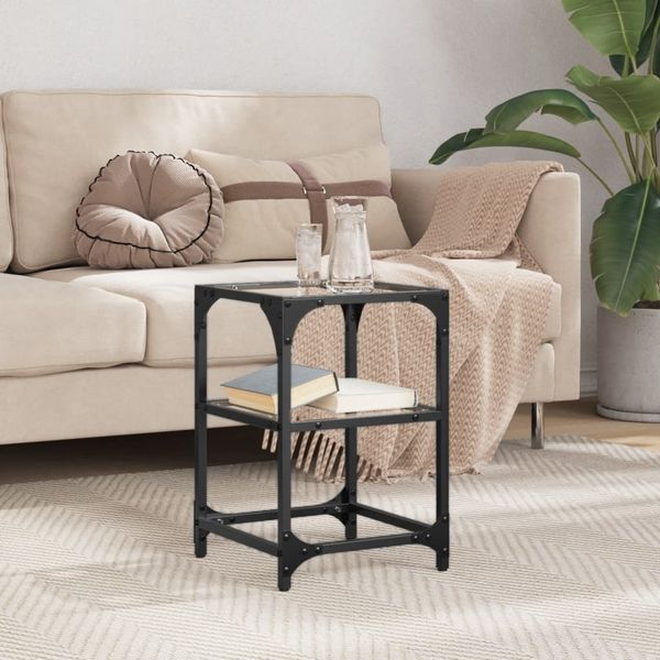 vidaXL Couchtisch mit Glasplatte Transparent 30x30x45 cm Stahl 845998