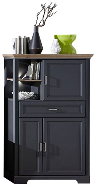 Stauraumelement Jena / Jasmin, Holzwerkstoff, Grau, Schwarz, 93 x 150 x 42 cm