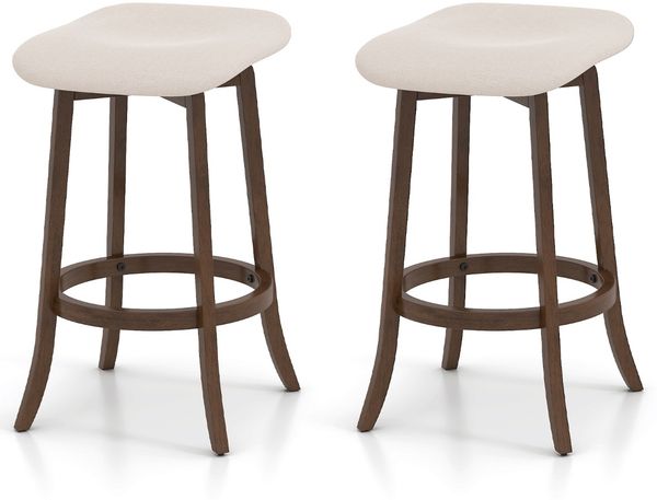 2er Set Barhocker mit Gepolsterten Sitzen Drehbarer Thekenhocker Sitzhocker Braun