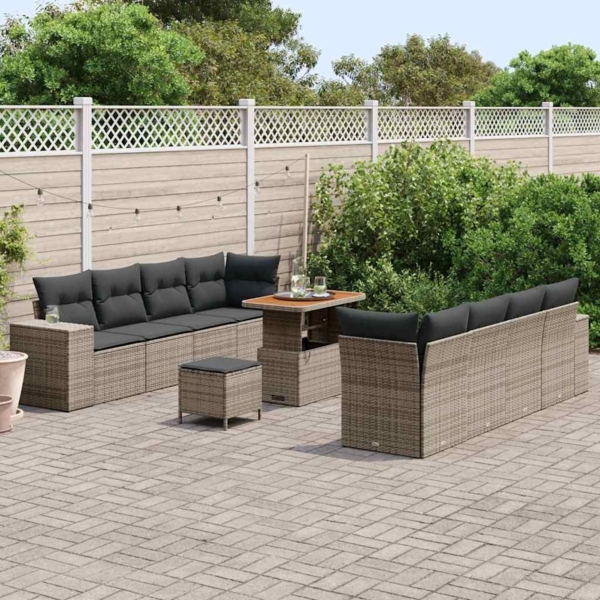 vidaXL Gartensofa-set mit Kissen 11 pcs Grau Poly-Rattan 3361983 Bild 2