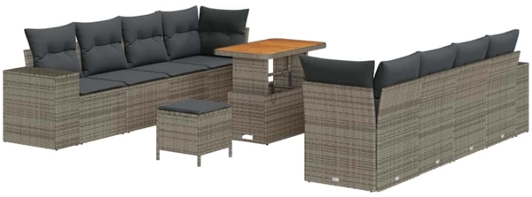 vidaXL Gartensofa-set mit Kissen 11 pcs Grau Poly-Rattan 3361983 Bild 1