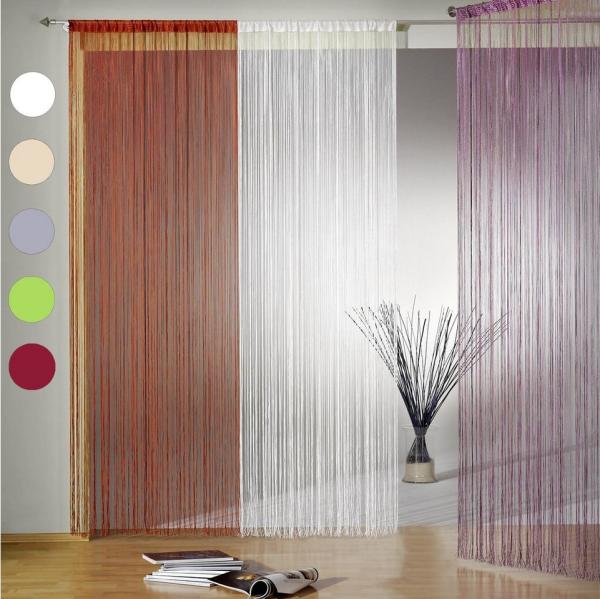 heimtexland Fadenvorhang Türvorhang Fadengardine Raumteiler Fadenstores (1 St), Stangendurchzug, halbtransparent, gewirkte Fäden, Vorhang kürzbar - in Form zuschneidbar - Insektenschutz