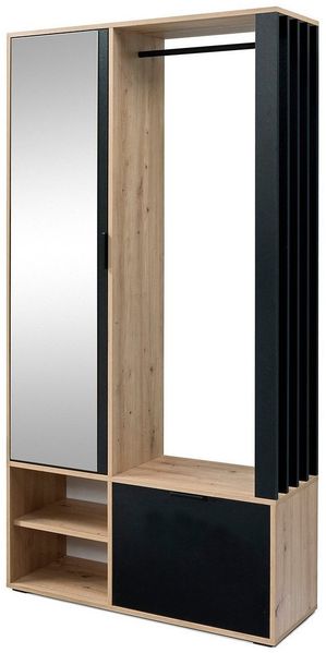 Beautysofa Garderobenschrank LIMO mit Spiegel – rechts/links montierbar, Sitzbank optional Soft-close Funktion & Lamellen-Design