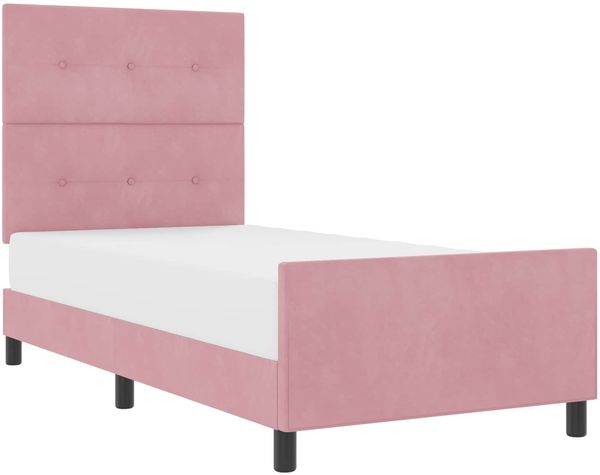 vidaXL Boxspringbett mit Kopfteil Rosa 90 x 190 cm Samt 3344914 Bild 2