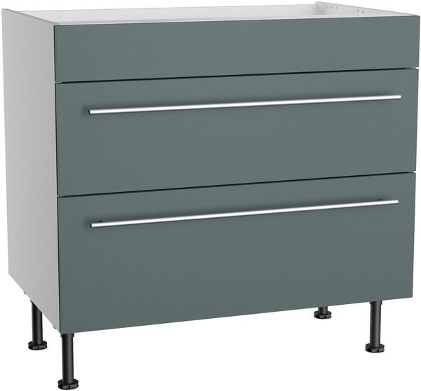 KOCHSTATION Kochfeldumbauschrank KS-Bern2 Breite 90 cm, Kochfeldumbauschrank, 2 Auszügen, 1 feste Blende