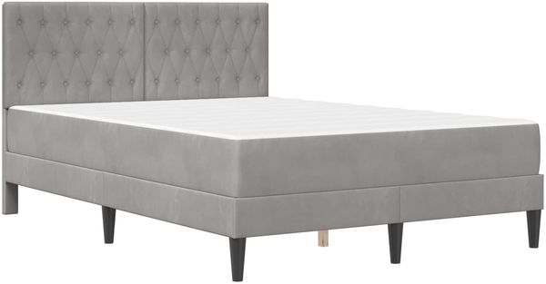 vidaXL Bettgestell mit Matratze Hellgrau 140 x 190 cm Samt 3415048 Bild 3