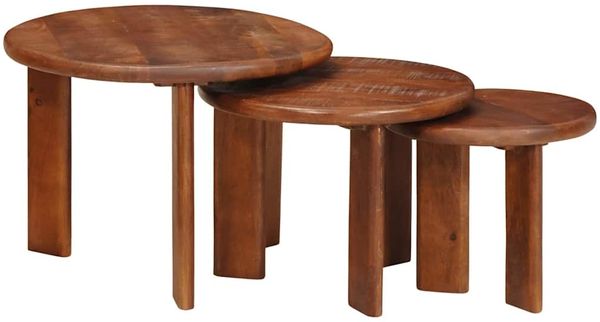 Nesting-Couchtische, Sofatische 3 pcs Honigbraun Massivholz Mango