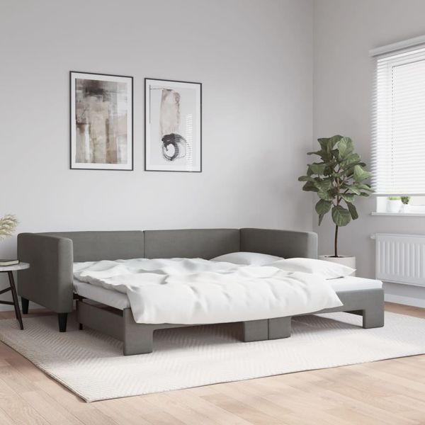 vidaXL Tagesbett Ausziehbar Dunkelgrau 100x200 cm Stoff 3196584