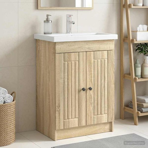 vidaXL Unter dem Waschbecken Badschrank Sonoma-Eiche 890046