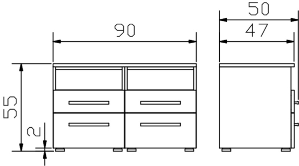 Hasena Kommode Dowio anthrazit Wildbuche natur, geölt montiert Bild 2