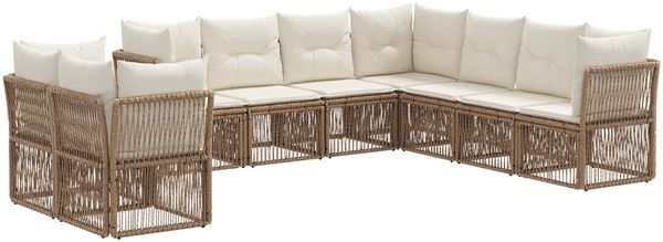 vidaXL Gartensofa-set 9 pcs Beige Poly-Rattan 3434265