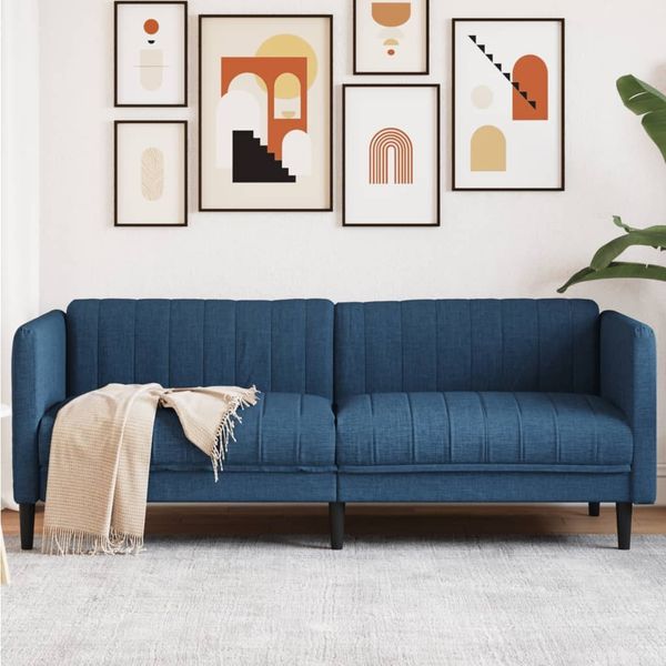 vidaXL Sofa 2-Sitzer Blau Stoff 372619