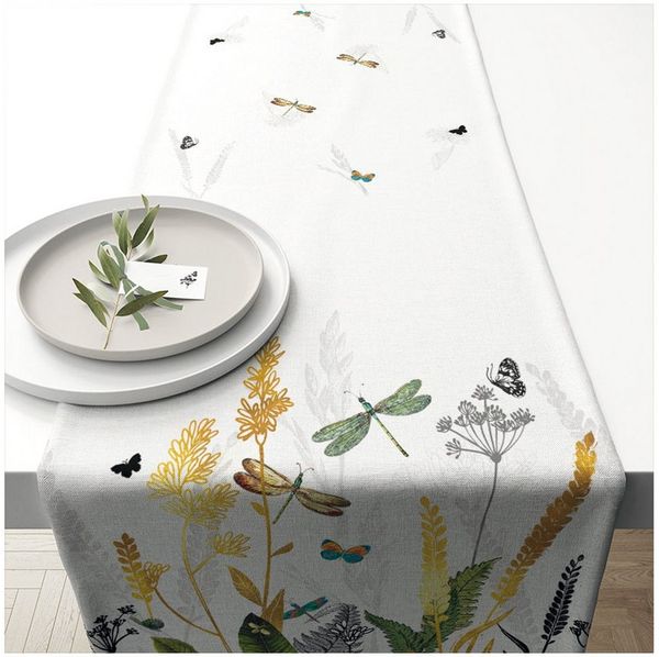 Ambiente® Tischläufer Ornamental flowers (1-tlg, 1-teilig), Tischläufer Tischdecke ca. 40x150 cm Baumwolle