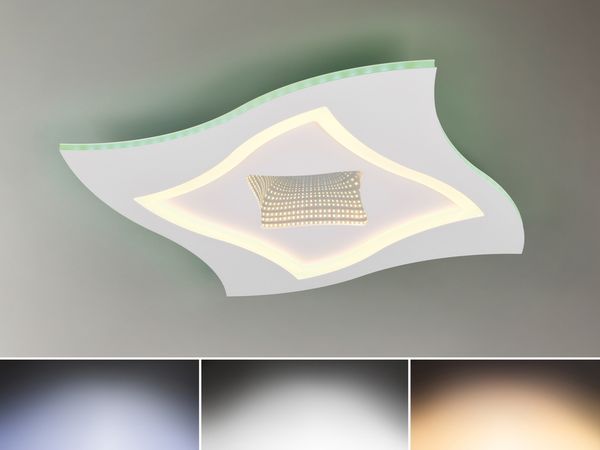 LED Deckenleuchte KLINT flach mit Fernbedienung & RGB, dimmbar Quadrat 50cm