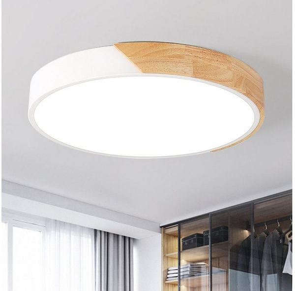 style home LED Deckenleuchte Deckenlampe dimmbar mit Fernbedienung, 48W, Warmweiß bis Kaltweiß 3000K-6000K, Ø50*H4cm für Wohnzimmer Schlafzimmer Küche(Holz)