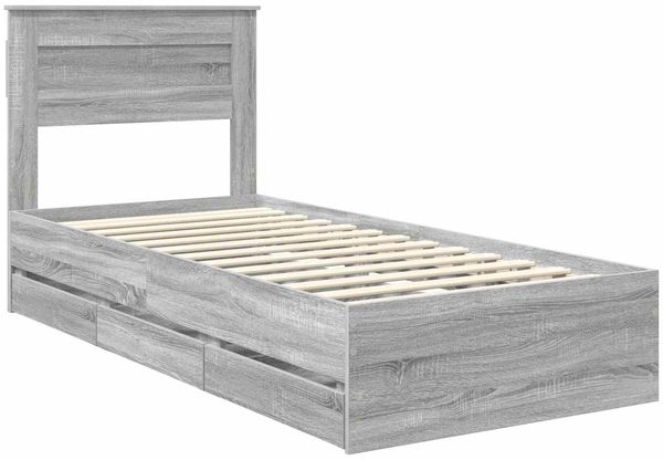 vidaXL Bettrahmen Graues Sonoma 90 x 190 cm Ingenieurs Holz 3409877 Bild 4