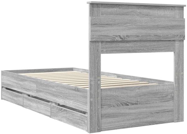 vidaXL Bettrahmen Graues Sonoma 90 x 190 cm Ingenieurs Holz 3409877 Bild 10