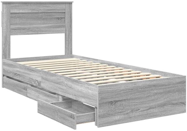 vidaXL Bettrahmen Graues Sonoma 90 x 190 cm Ingenieurs Holz 3409877 Bild 5