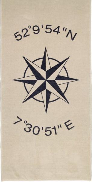 Cawö Home Strandtücher Beach Koordinaten 5571 Velours, 100% Baumwolle (1-St)