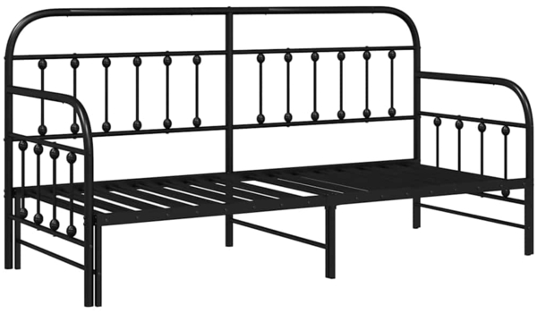 vidaXL Tagesbettrahmen mit Kopfteil Schwarz 75 x 190 cm Stahl 42002635