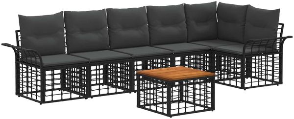vidaXL Outdoor-Sofagarnitur 7 pcs Schwarz und Dunkelgrau Polyester 3437693
