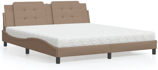 vidaXL Bett mit Matratze "Zadar" Cappuccino-Braun 180x200 cm Kunstleder 3208884
